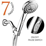 HotelSpa AquaCareシリーズultra-luxury 7-settingスパイラルハンドシャワー、一時停止スイッチ