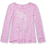 THE CHILDREN'S PLACE(ザ・チルドレンズプレイス) インベリッシュ グラフィック ハイロー ライトウエイト セーター バイオレットツイスト トップス長袖Tシャツ 10～12歳【並行輸