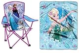 Disney Frozen Folding Chair with Cup Holder Carry Bag & Elsa Plush Blanket - Kids [並行輸入品]