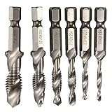 Drillpro 6pcs Combination 1/4'' Hex Twist Tap Drill HSS M3-M10 Bit Screw Countersink BI112 [並行輸入品]
