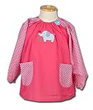 子供用幼児用キッズ用スモック　無地（袖はギンガムチェック）　3柄6色　幼稚園　保育園 (100, ぞうピンク)