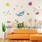 Amaonm ® Under The Sea Decals Whales The Deep Blue Sea装飾Peelビニール壁ステッカー壁デカール取り外し可能Decors寝室子供部屋用ベビー保育園
