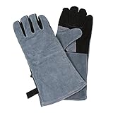 KKmoon 耐熱手袋 482℉（250℃） BBQ手袋 クッキンググローブ グリルオーブン手 ベキュー レンジ 暖炉 料理 パン焼き 電気はんだ付け 牛革 キャンプ 滑り止め 保護手袋 男女兼用