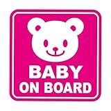 Sticker Shop Haru BABY ON BOARD マグネット くま 角型 ピンク
