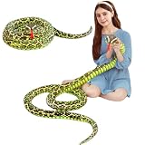 ELAINREN ジャイアントプラッシュ グリーンスネーク ぬいぐるみ 本物そっくり ビッグパイソン ぬいぐるみ アナコンダ人形 ギフト/118インチ