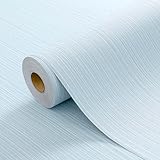 Hyunhome 壁紙シール 水色 剥がして貼るだけ リネン テクスチャ 60cmx10m クラシック フェイク グラスウィーブ アップグレード 厚手 粘着 ニュートラル コンタクト ペーパー ビニール フィルム ライナー ロール 家庭用