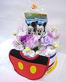 ご出産お祝い＜おむつケーキ＞　リーズナブルなお値段のかわいいおむつケーキ　ディズニーK (男の子用ミッキー）