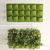 S & F垂直プランター壁マウントプランター、18ポケット壁ハンギングプランター庭Growバッグ 6X3 グリーン
