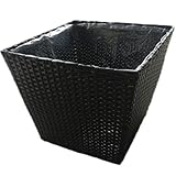 定番バスケット　PEカゴ　尺鉢角タイプ　縦型鉢カバー　黒　2-1109