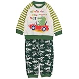 パジャマ ベビー 赤ちゃん 男の子 裏起毛 長袖 スウェット上下 腹巻付 寝巻き グリーン-(GR) 90cm