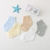 Moluoni 新発売　人気なベビー ソックス　夏　透気 子供　靴下　５足セット　0～６歳 男女兼用 (M(2～4歳,足長12CM）, 笑顔ーボーイズ用)