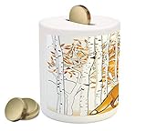 HuntingコインボックスBank by Ambesonne、フォックスハンティングin Autumn Forest Birch Trees素朴なLife Wilderness動物、プリントセラミッ