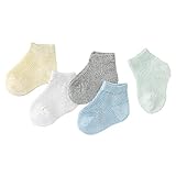 5パック幼児コットン通気性メッシュ薄い靴下のストライプ0から2歳
