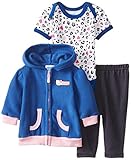 Bon Bebeベビー女の子Little Cutieマイクロフリースフード付きジャケットとパンツセット