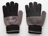 【ダンロップ】キッズのびのびニット手袋　すべり止め付き　折り返しカフス　ボーダー02 グレー