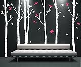 6 Sets Big Birch Tree with Flying Birds Wall Decor Living Room Wall Decals Vinyl Wall Sticker by des