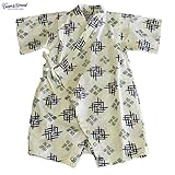 オーシャンアンドグラウンド 甚平ロンパース 古紋柄 グリーン (80cm)