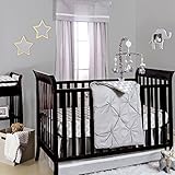 Grey Pintuck and Zig Zag Chevron 4 Piece Crib Bedding Set by The Peanut Shell by The Peanut Shell