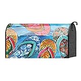 カラフルなフリップFlops航海シェルと魚22 x 18標準サイズメールボックスカバー