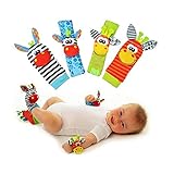 4パックキュート動物幼児ベビー手首ラトル&足FinderソックスDevelopmentalおもちゃセット – Wonderfulベビーギフトby右オプション マルチカラー 61