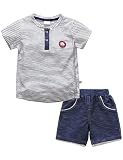 （マクスリンディー）MaxLindy 子供服 半袖 パジャマ 2点セット 寝間着 幼児服 キッズ服 ストライプ柄 綿100% 夏 お出掛け 品質認証 1－5歳 （青白い,90CM）