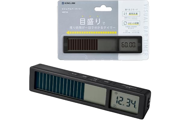 キングジム 残り時間が一目でわかる「ビジュアルバータイマー」 勉強 学習 キッチン マグネット付き 黒 VBT10-BK