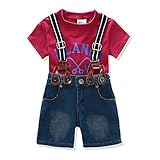 kidsintime赤ちゃん男の子服セット、デニムジーンズショーツサスペンダーBib Overalls 3個