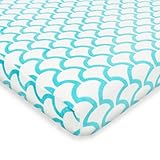 American Baby Company Heavenly Soft Chenille Fitted Pack N Play Playard Sheet, Aqua Sea Wave, 27 x 3