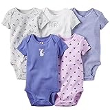 カーターズ Carter's 女の子用リトルライラック幸せネズミ半袖ボディースーツ5枚セット (newborn(-55cm)) [並行輸入品]