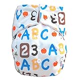 Kawaii Baby One Size Organic Bamboo Terry Cloth Diaper with 2 Bamboo Inserts ABC by Kawaii
