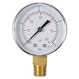 KKmoon 50mm 0~60psi 0~4bar　圧力計　ダイヤル油圧圧力計　油圧テーブル　1/4 "BSPTスレッド　プールフィルター水圧