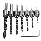 【7本セット】Diealles 皿穴ドリルビット ハイス鋼 3mm/4mm/5mm/6mm/7mm/8mm/10mm 木工用 穴あけ 面取りカッター 六角レンチ付き