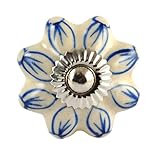 Set of 2 Blue and White hand painted ceramic pumpkin knobs cabinet drawer handles pulls