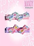 マンディ ベビー ヘアクリップ 2個セット Flower Bows White_Pink