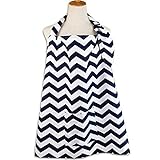 ING STYLE 授乳ケープ 純コットン100% 赤ちゃんとお母さん目線で作られた！ ワイヤー入り 収納袋付き (ジグザグボーダー柄)