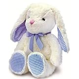 Keel Toys Nursery Gingham Rabbit Cream/Blue 25cm by Keel Toys