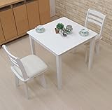 ダイニングテーブル 3点セット 2人掛 75cm 回転椅子 ac75-3-kent371wh 机 椅子 イス チェア ホワイト 白 木製 天然木 クッション