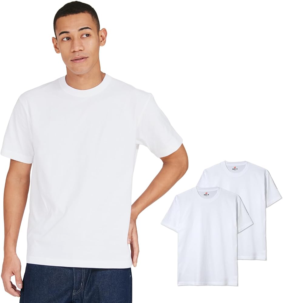 Hanes ビーフィー Tシャツ 半袖 丸首 2枚組 綿100% 丸胴仕様 タグレス仕様 2Pビーフィー Tシャツ BEEFY-T 2枚組 綿100% 肉厚生地 丸胴仕様 タグレス仕様 ヘビーウェイトT H5180-2メンズ