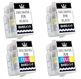 【unique-ink】BC-340/341XL 互換インクカートリッジキャノン Canon用 インク BC360/361通用詰め替えインク【 BC-340/360XL BK×2】+【 BC-341/361XLC×2】日本語説明書付き/大容量/説明書付