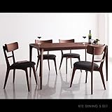 【商品名】KTE 天然木 ウォールナット材 ダイニングセット ダイニングテーブル＆ファブリックチェア4脚 北欧スタイル おうちカフェ ブラウン 【サイズ】テーブル：(約)幅150×奥行85×高さ70cm チェア：(約)幅45×奥行54×高さ