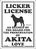 LICKER LICENCE OF AKITA LOVE サインボード：秋田犬の愛の証 人舐め許可掲示板 [並行輸入品]