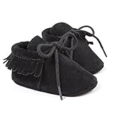 romirus幼児ベビー女の子ソフトソールスエードタッセルモカシンStrappyベビーベッド靴 カラー: ブラック