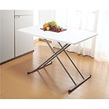 木製昇降式フリーテーブル ホワイト