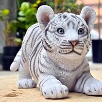 Amazon.co.jp: 置物ホワイトタイガートラのオブジェ かわいい