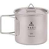 YAEI Enthusiast チタン マグカップ シングルマグ 蓋付き 収納袋付き 300／450／750ml, シェラカップ
