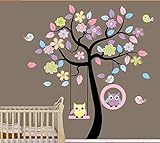 EWIN 1セット大カラフルなフクロウの木の枝壁飾りリムーバブルステッカーインテリアキッズ保育園スイング