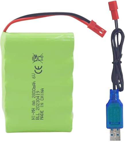 Amazon.co.jp: 単3形 6.0V 2800mAh 充電式バッテリー JST-2Pプラグと