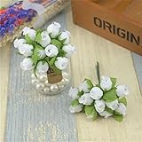 24pcs /ロットミニシルク人工ローズフラワーウェディングブーケの装飾DIY Handmakeスクラップブック花ボールFlores One Size ホワイト SEDFGJ32693287114