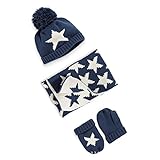 (よキーよ)Yokeeyo ニット帽子&マフラー&手袋セット グローブ 耳まであったかキャップ 暖かい ふわふわ かわいいボンボン付き 赤ちゃん キッズ 帽子 男の子 女の子 男女児 秋冬 防寒 防風