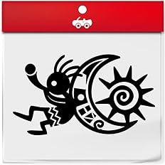 Amazon 月 太陽 ココペリ 開運 金運 恋愛運 ステッカー お守り グッズ かわいい おしゃれ カッコイイ 車 ブランド アウトドア シール おもしろ 防水 エンブレム アクセサリー ブランド 雑貨 1243 ブラック ステッカー デカール 車 バイク